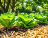 Légumes verts frais, rangées de salades prêtes à être plantées au soleil ou à l'ombre.